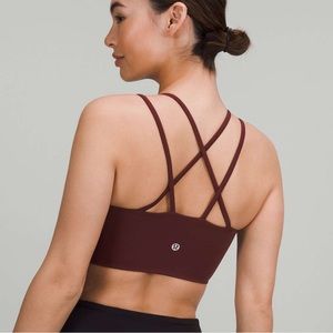 New Lululemon like a cloud longline bra in red merlot size 6